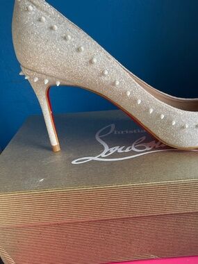 Silver Glitter Studded High Heels